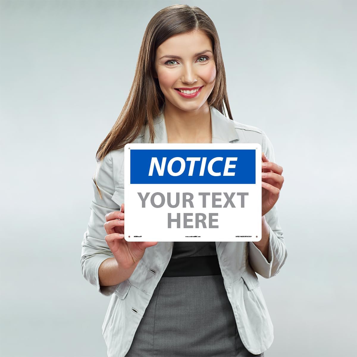 Custom OSHA Style Notice Sign 10" x 14" Plastic Sign, Customizable "Your Text Here", by AccuformNMC Made in USA