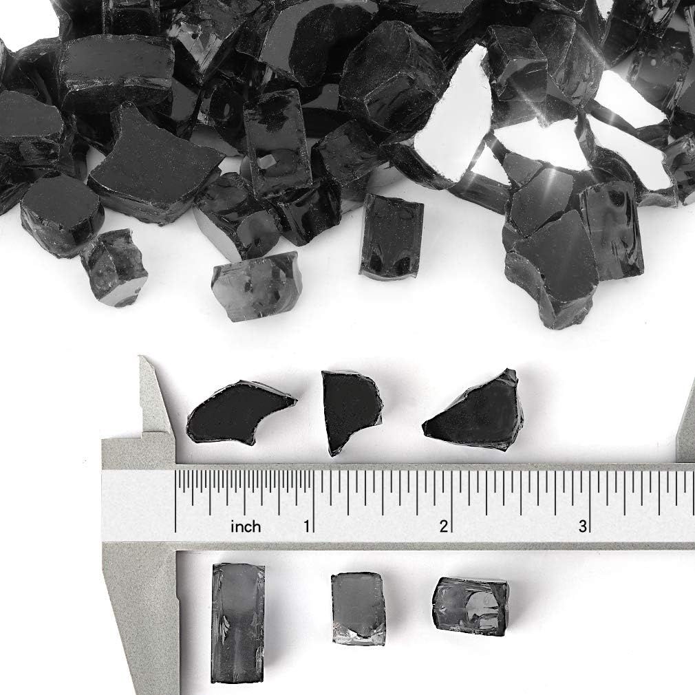 Stanbroil 10-Pound Fire Glass - 1/2 inch Reflective Tempered Fire Glass for Fireplace Fire Pit, Onyx Black Reflective