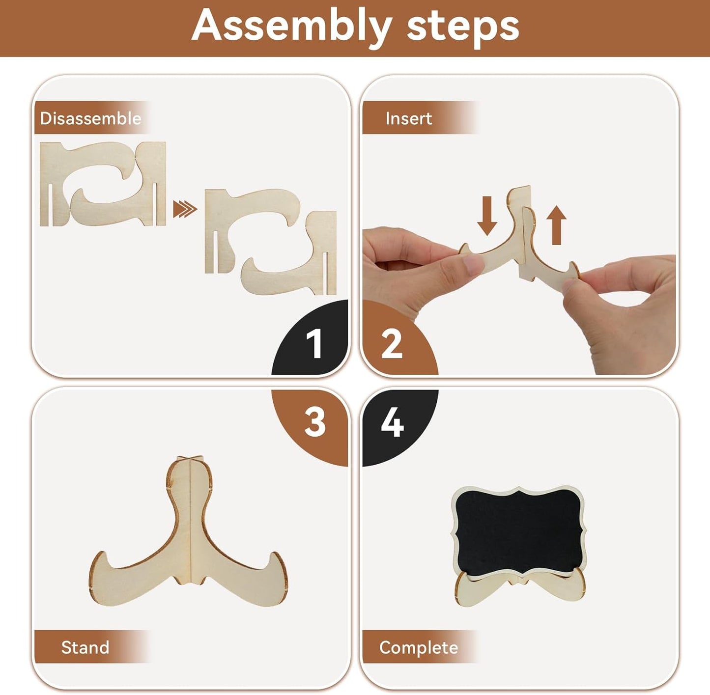 Mini Chalkboard Signs with Stands – Reusable Wooden Food Labels for Party, Buffet & Wedding – Includes 2 Chalk Markers – Mini Chalkboards for DIY Crafts & Food Display (Small)