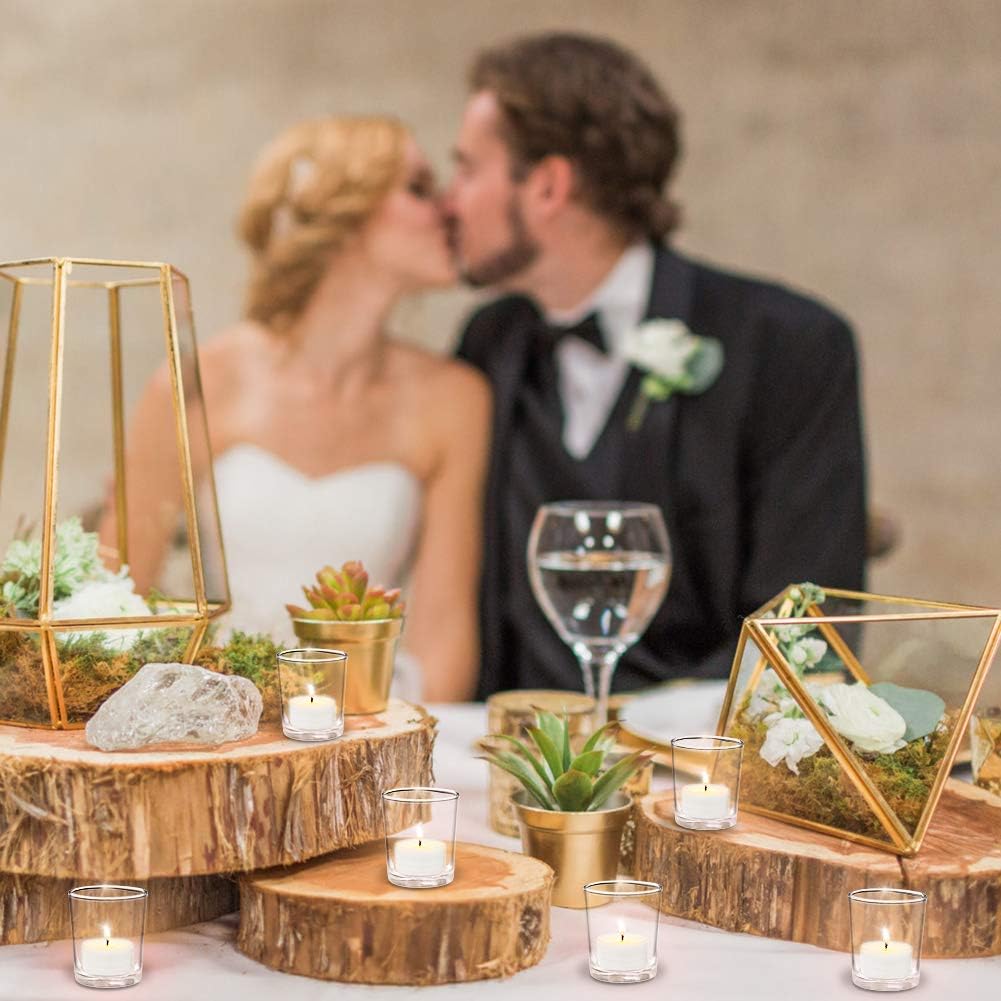 DARJEN Votive Candle Holders Set of 12 - Glass Votives Holder - Clear Floating Tealight Candle Holder Bulk for Table Centerpieces & Wedding Decor