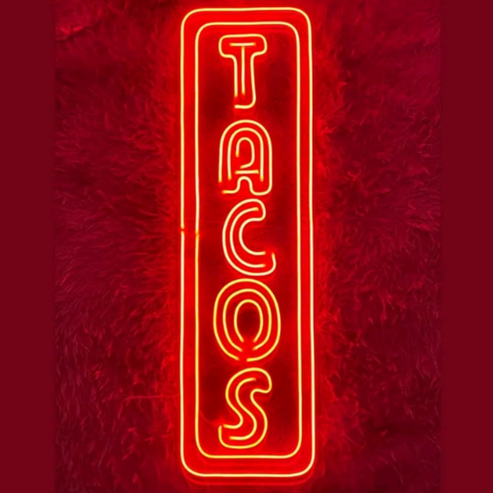 Open Tacos Neon Sign, Tacos Led Sign, Custom Neon Sign, Mexico Restaurant Wall Decor, Mexican Tacos Store Light, Tacos Lover Gifts Size:20inches