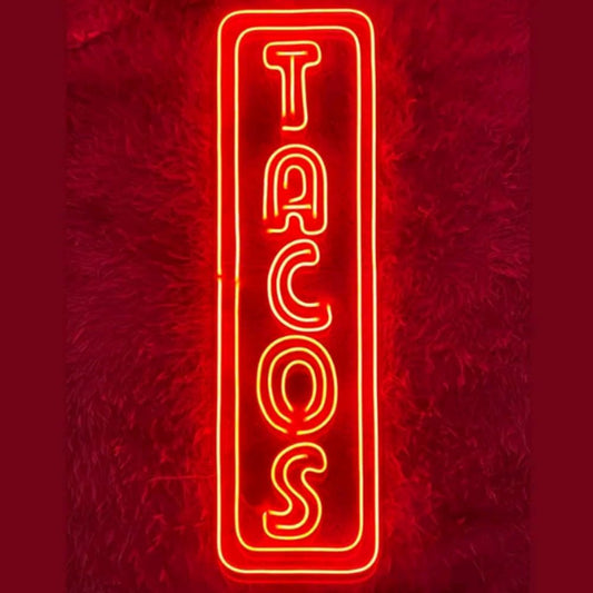 Open Tacos Neon Sign, Tacos Led Sign, Custom Neon Sign, Mexico Restaurant Wall Decor, Mexican Tacos Store Light, Tacos Lover Gifts Size:20inches