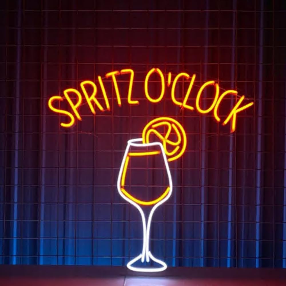 Spritz O'clock Neon Sign, Bar Pub Neon Sign, Custom Neon Sign, Spritz Cocktail Wall Decor, Bar Pub Led Light, Wine Lounge Wall Art Size:20inches