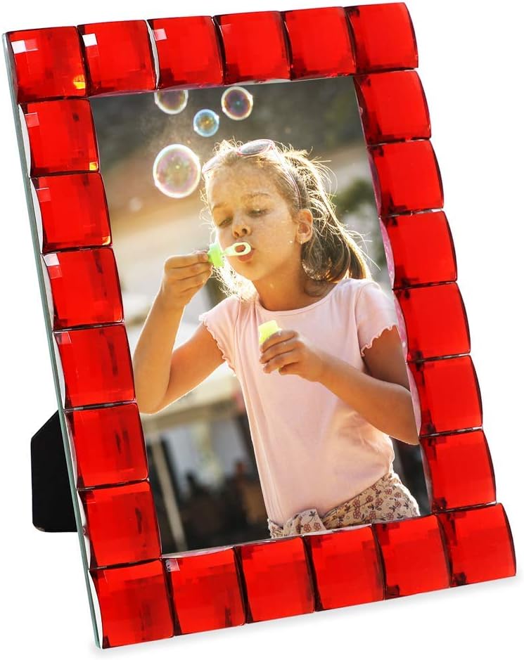 Isaac Jacobs Decorative Sparkling Red Jewel Picture Frame, Photo Display & Home Décor (4x6, Red)