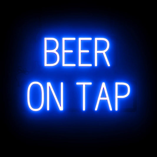 SpellBrite BEER ON TAP Sign | Beer-Related Sign with Neon Look, Blue LED Light Source | 23.0" x 15.0"