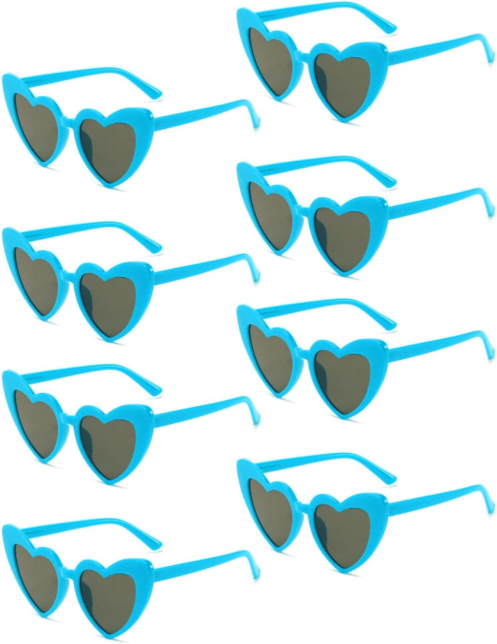 8 Pack Heart Sunglasses Vintage Cat Eye Heart Glasses Retro Bachelorette Bride Sunglasses Bulk for Women