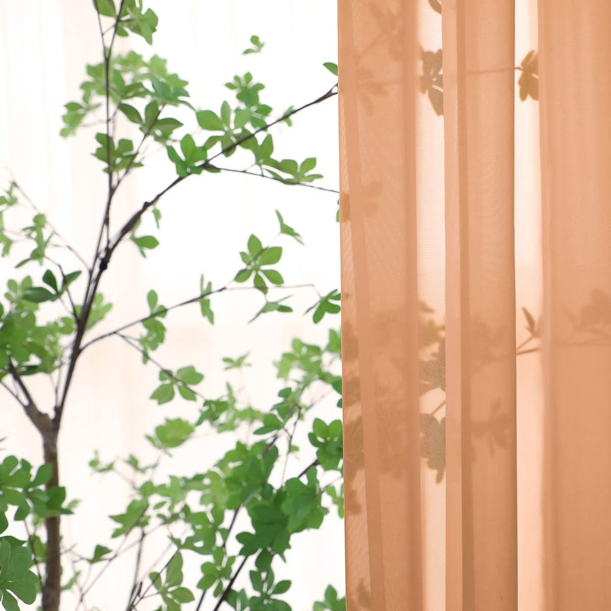 Window Brown Sheer Curtains 72 Inches Long 2 Panels Sheer Curtain Basic Rod Pocket Panel for Bedroom Children Living Room Yard Kitchen (Brown, 52" W x 72" L | 2 pcs)