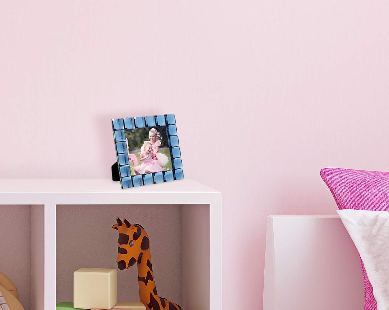 Isaac Jacobs Decorative Sparkling Navy Jewel Picture Frame, Photo Display & Home Décor (4x4, Navy)