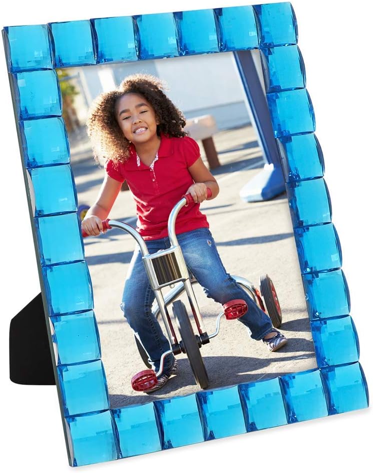 Isaac Jacobs Decorative Sparkling Turquoise Jewel Picture Frame, Photo Display & Home Décor (5x7, Turquoise)