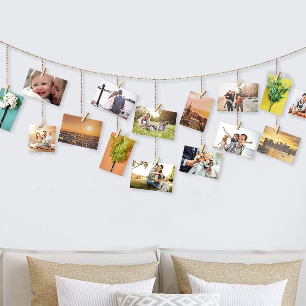 Mini Clothes Pins, 260 PCS Small Wooden Clothes Pin with Jute Twine, Clothespins, Clothes Pins for Photos Crafts DIY Project