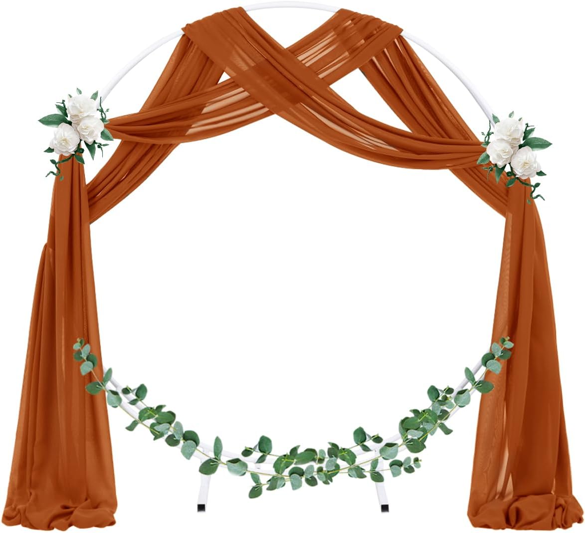 Socomi Wedding Arch Draping Fabric 1 Panel 29" x 19Ft Terracotta Sheer Chiffon Curtain Drapes 6 Yards for Wedding Ceremony Birthday Party Decoration