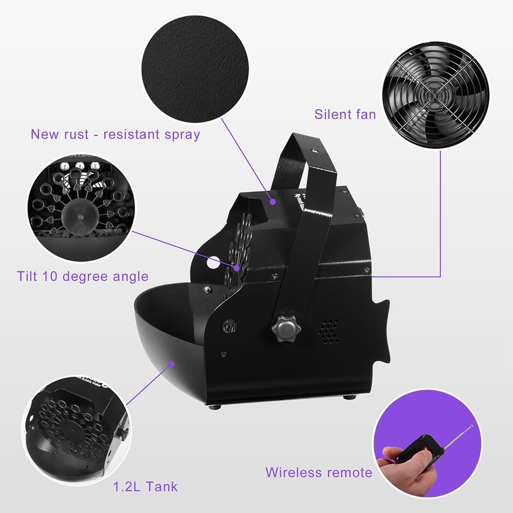 Stage Bubble Machine with Lights, Wireless Remote - Perfect for Weddings, Commercial Performances, Parties, and Carnivals