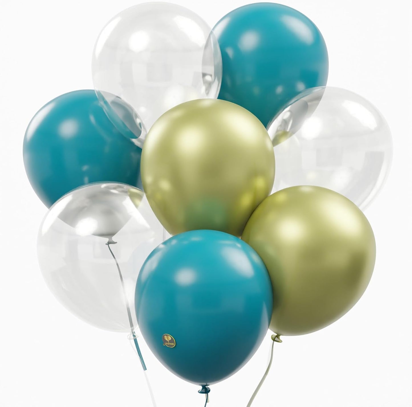 AFTERLOON® Biodegradable Balloons 24 pcs Clear/Gold/Aqua 10 Inch Pearl Color, Matte Color Thickened Extra Strong Natural Latex Helium Float, for Baby Gender Reveal Wedding Birthday Party Decorations