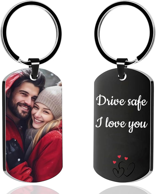 Custom Keychain with Picture, Personalized Keychain with Engraved Photo/Text, Gifts for Family and Friends
