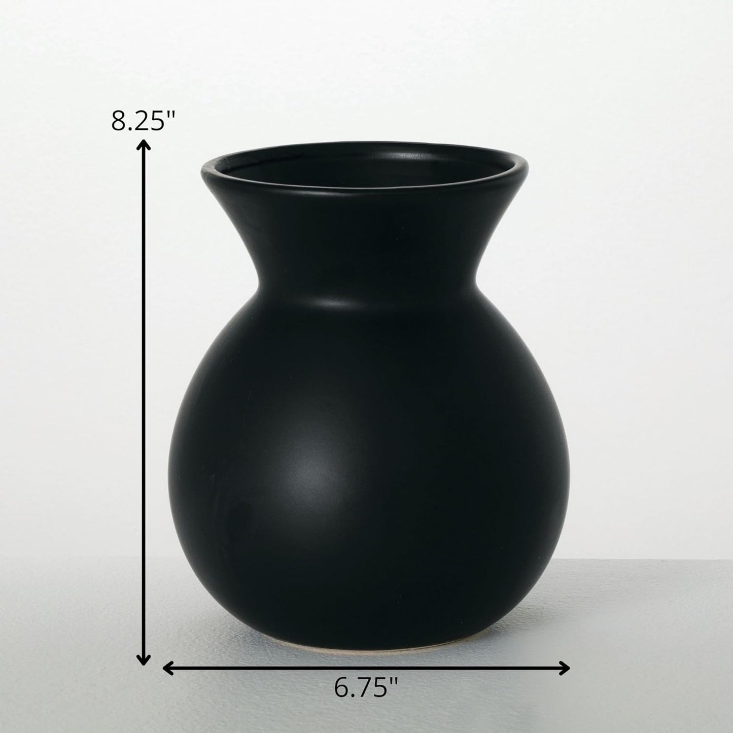 Sullivans Ceramic Black Matte Vase, Modern Home Decor, 8.25 inches, Kitchen, Living Room, Office Decor, Versatile Indoor Decoration