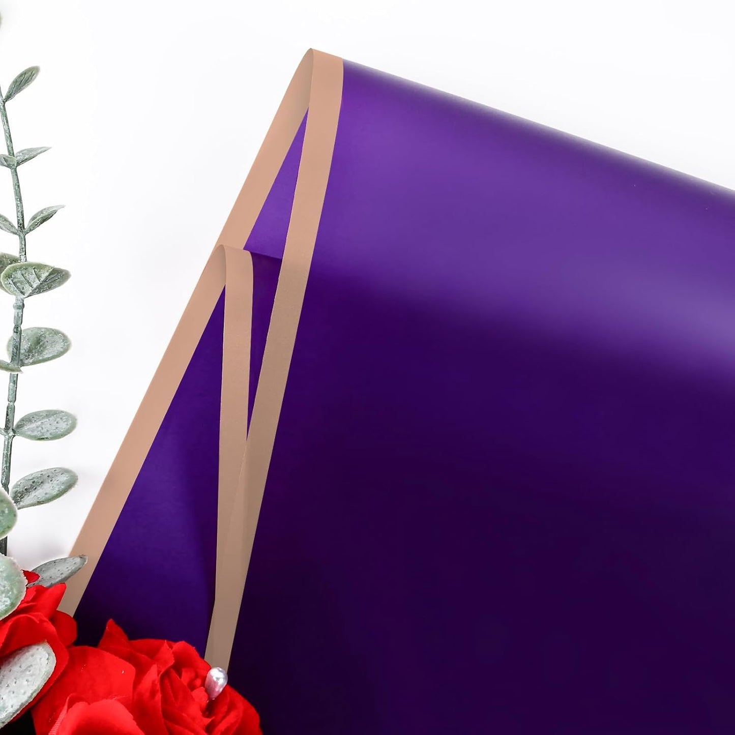 NESCCI 20 Sheets Flower Wrapping Paper - Waterproof Floral Bouquet Wrapping Paper, Florist Supplies Packaging Paper for Wedding Birthday Gift DIY (Deep purple)