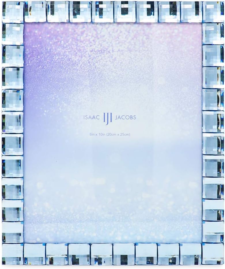 Isaac Jacobs Decorative Sparkling Light Blue Jewel Picture Frame, Photo Display & Home Décor (8x10, Light Blue)