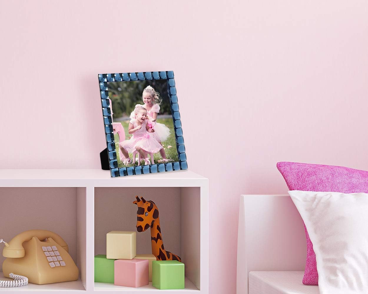 Isaac Jacobs Decorative Sparkling Navy Jewel Picture Frame, Photo Display & Home Décor (8x10, Navy)