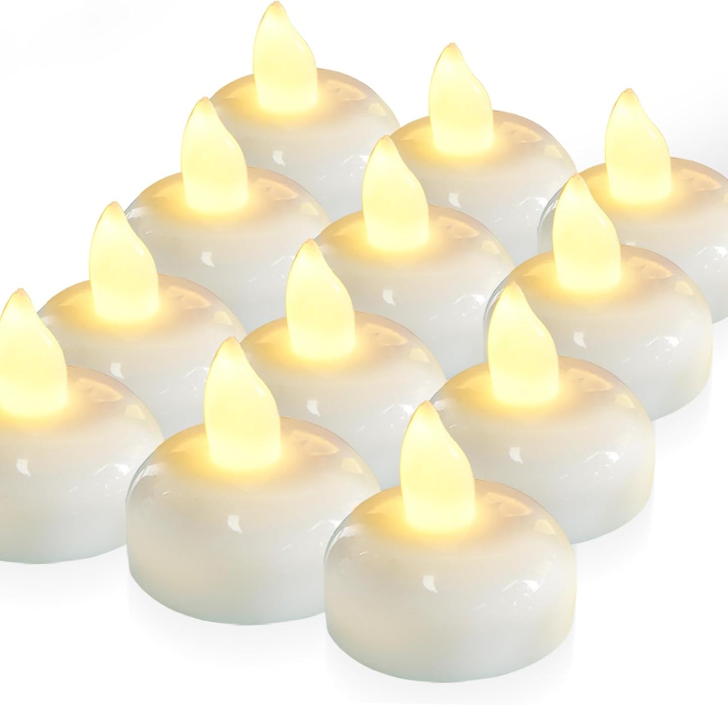 Homemory 12 Pack 200 Hours Flameless Floating Candles, Warm White Led Flickering Tealight Candles in Bulk, Decor for Wedding, Party, Centerpiece, Pool, Christmas