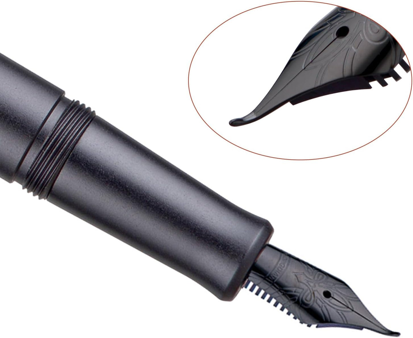 Hongdian M2 Black Forest Mini Fountain Pen, Bent Nib & Sleek Shape Aluminium Short Pocket Travel Pen (Space Gray)