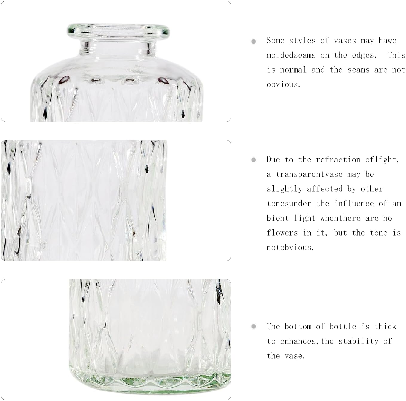 20 Pcs Prismatic Flower Bud Vases, Loose Transparent Flower Bud Vases, Small Vases, Decorative Vases, Family Wedding Table Decorations