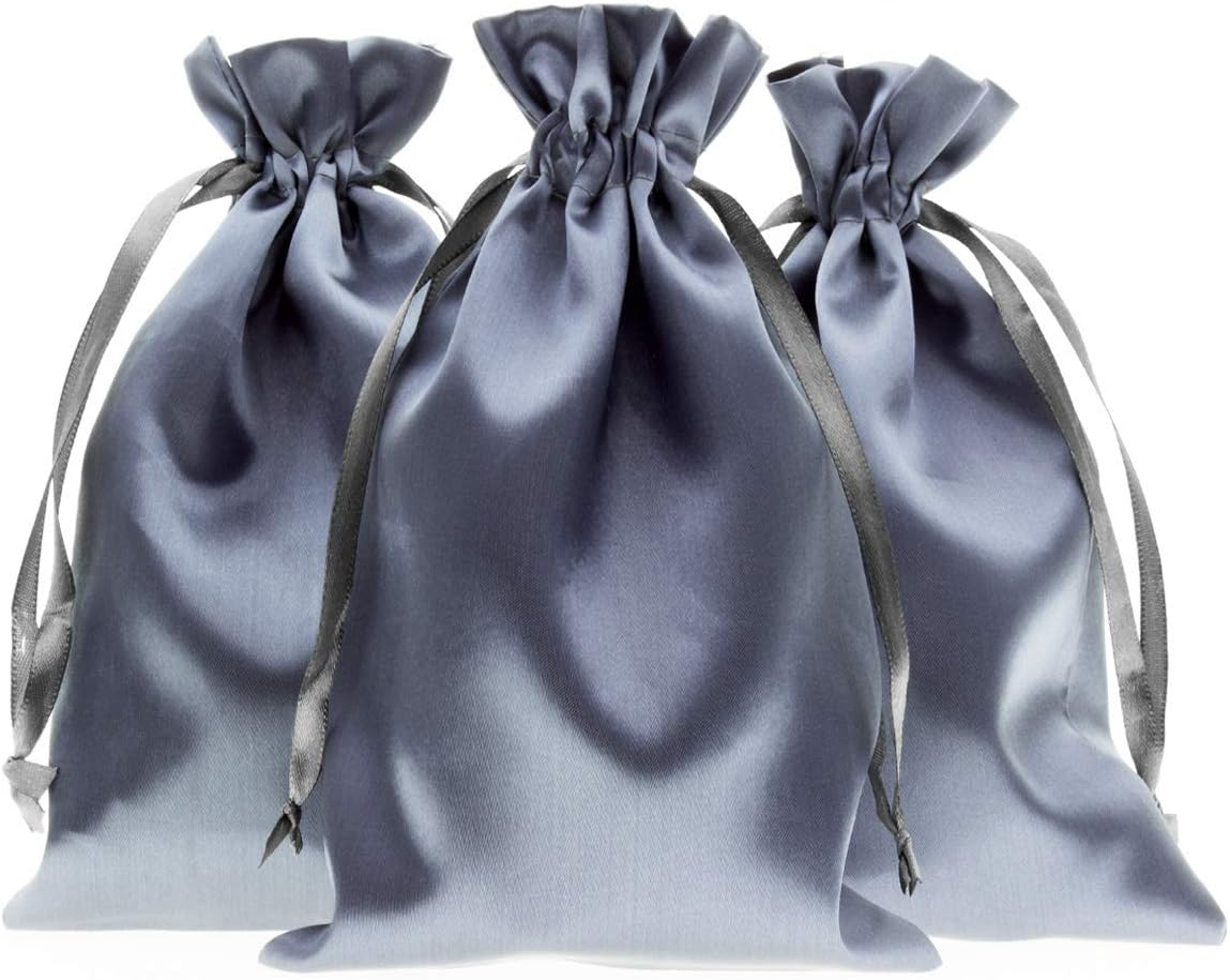 3" x 4" Silver Satin Gift Bags, Jewelry Bags, Wedding Favor Silky Drawstring Baby Shower Christmas 50 per Pack