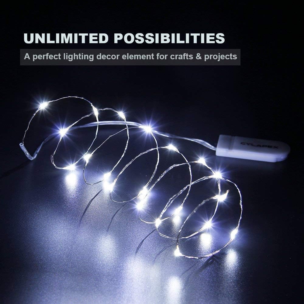 CYLAPEX Pack of 48 Cool White Fairy Lights String Battery Operated Fairy Lights, 3.3ft 20 LEDs Firefly Lights Silver Coated Copper Wire Lights for DIY Decor Christmas Decoration Costume