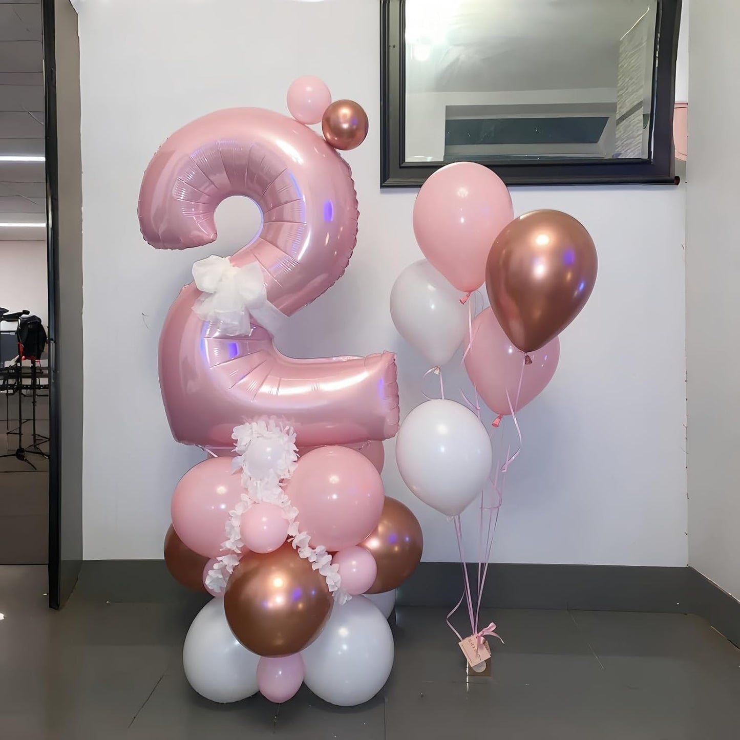 40'' Pink Number 9 Balloon, Self Inflating Foil Light Pink Number Balloons Set 0-9, Pastel Pink Digital 9 Helium Balloon for Girls 9th Birthday Party Decorations Anniversary Supplies