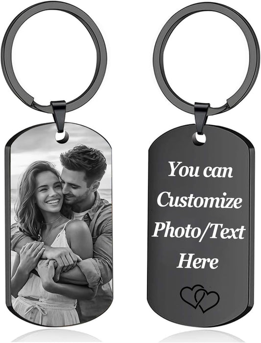 Custom Keychain with Picture, Personalized Double-sided Keychains Gifts for Boyfriend, Family, Lover
