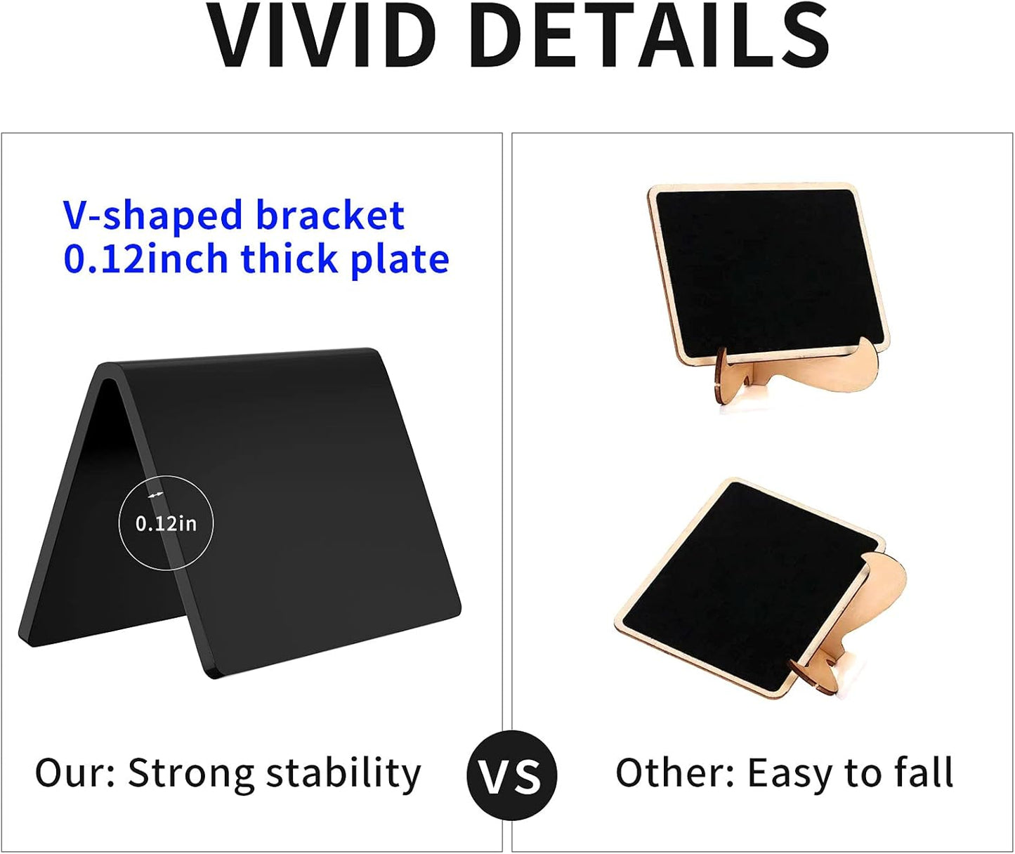 AITEE Mini Tabletop Chalkboard Signs - 10 Pack Acrylic Mini Chalkboards for Food, Weddings, Birthday Parties, Buffet, Bakery