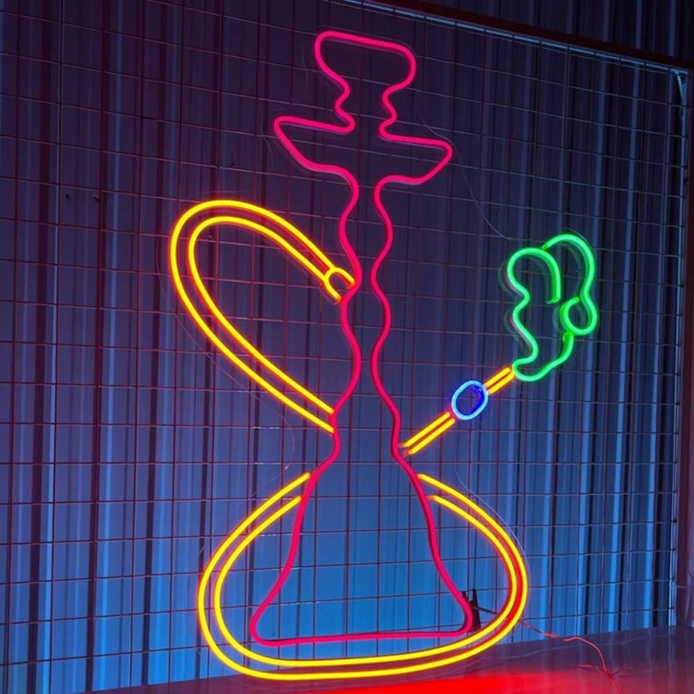 Shisha Hookah Neon Sign, Shisha Smoke Shop Led Sign, Custom Neon Sign, Bar Pub Wall Art, Shisha Lover Gift, Smoke Shop Man Cave Wall Decor Size:20in
