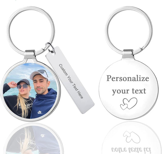 Custom Keychain with Picture Double-sided Personalized Photo Text Keychain, Gift for Anniversary Birthday Christmas