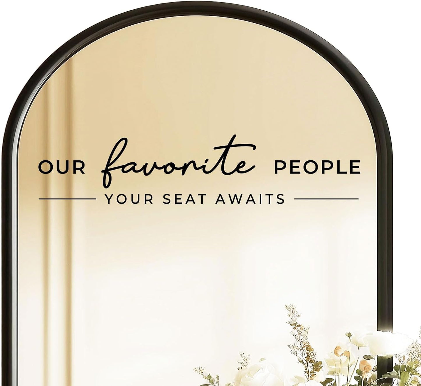 Our Favorite People Vinyl Decal, Please Find Your Seat Sign for Wedding Reception Wedding Vinyl Decal Seating Chart for Mirror, Your Seat Awaits (Black, Width 20 inch)