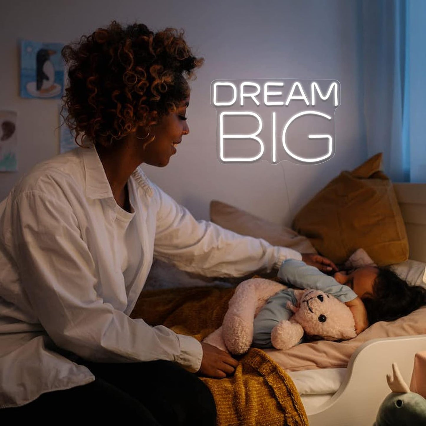 Dream-Big Neon Sign For Wall Decor In Bedroom or Bar,Dream Led Neon Sign For Birthday Gifts,Festivals Decoration,Party Sign Hang on Wall 15 * 9.8inches