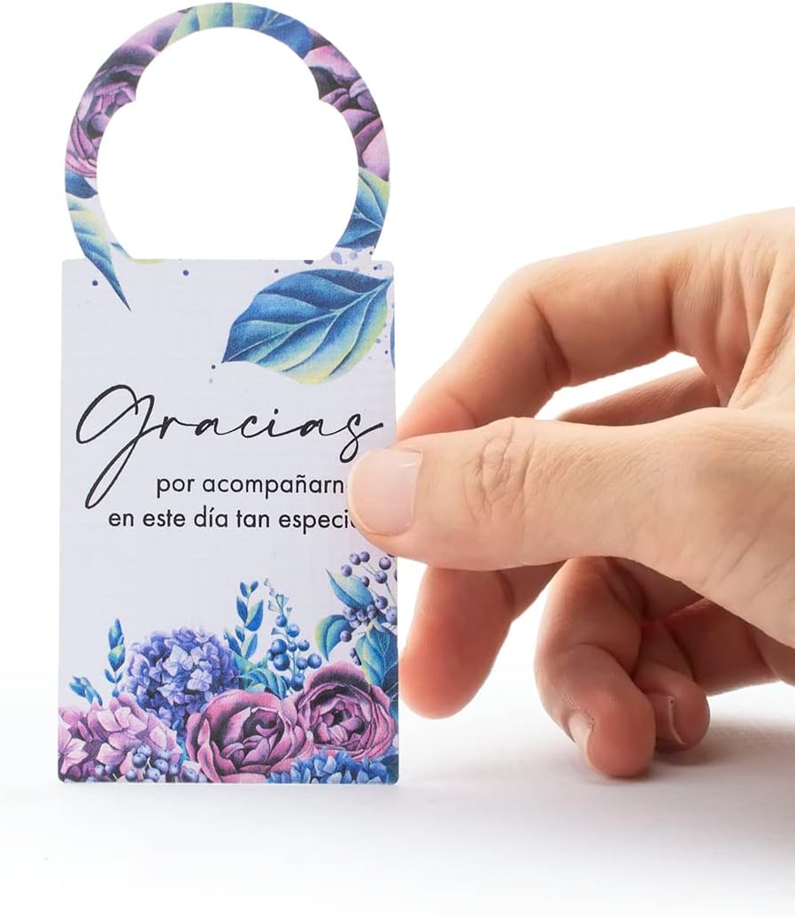 Summer-Ray 50pcs Gracias Mini Champagne Mini Wine Bottle Weding Party Favors Tags (White)