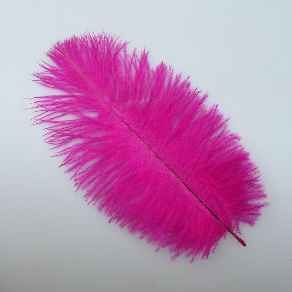 Sowder 10-12inch(25-30cm) Ostrich Feathers Plume for Wedding Centerpieces Home Decoration Pack of 10pcs(Fuchsia)