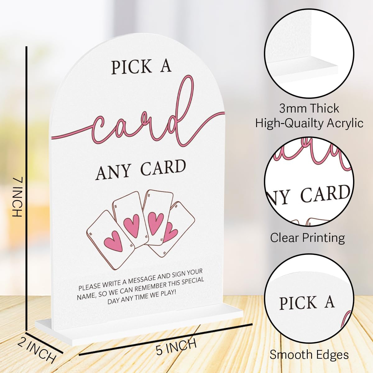 Wedding Playing Cards Guest Book Sign Acrylic Arch Wedding Bridal Shower Baby Shower Welcome Table Signs for Ceremony and Reception Decor 7 x 5 Inches