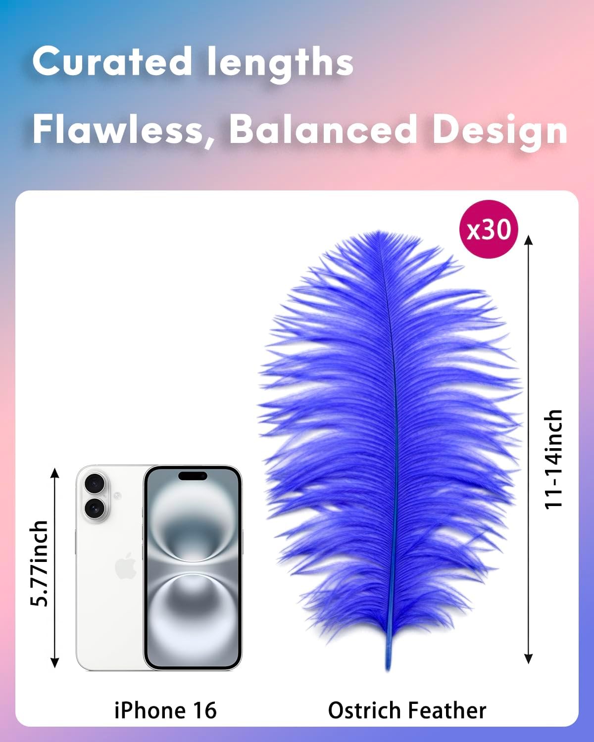 NEWONG 30pcs Royal Blue Ostrich Feathers Natural Bulk 11-14inch(28-35cm) Vase Craft Wedding Home Party Centerpieces Christmas Day Decoration