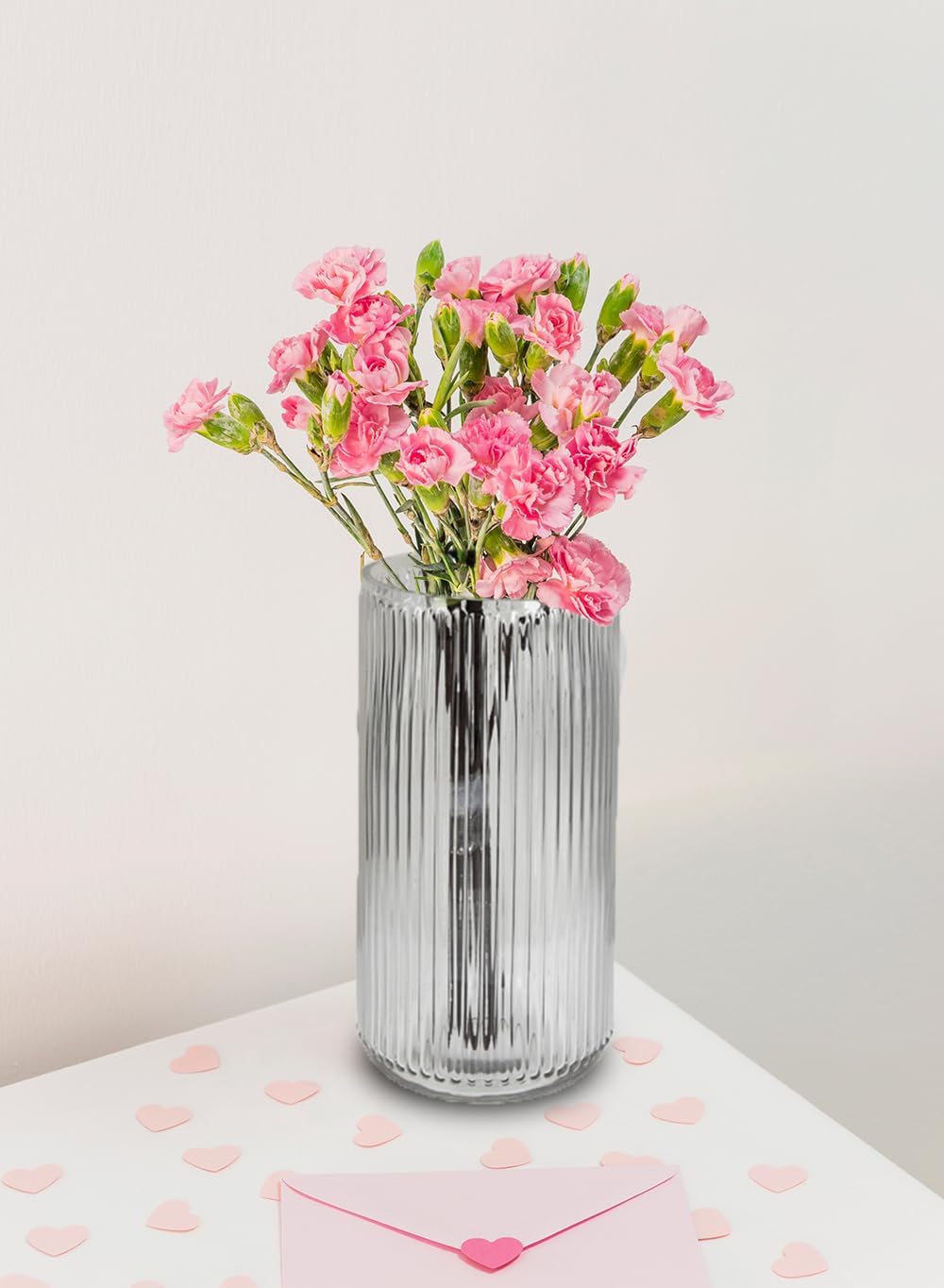 Serene Spaces Living Clear Pleated Glass Votive Holder, Decorative Centerpiece for Wedding, Christmas, Thanksgiving, Party, Dining Table, Living Room, Home Décor, Measures 11" Tall