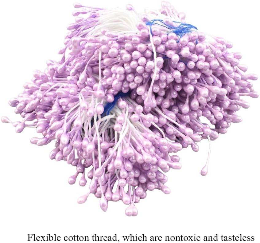 HAHIYO 700Pcs 3mm Light Purple Pearl Double Head Flower Stamen - Artificial Pistil for Floral Making, Scrapbook Decoration