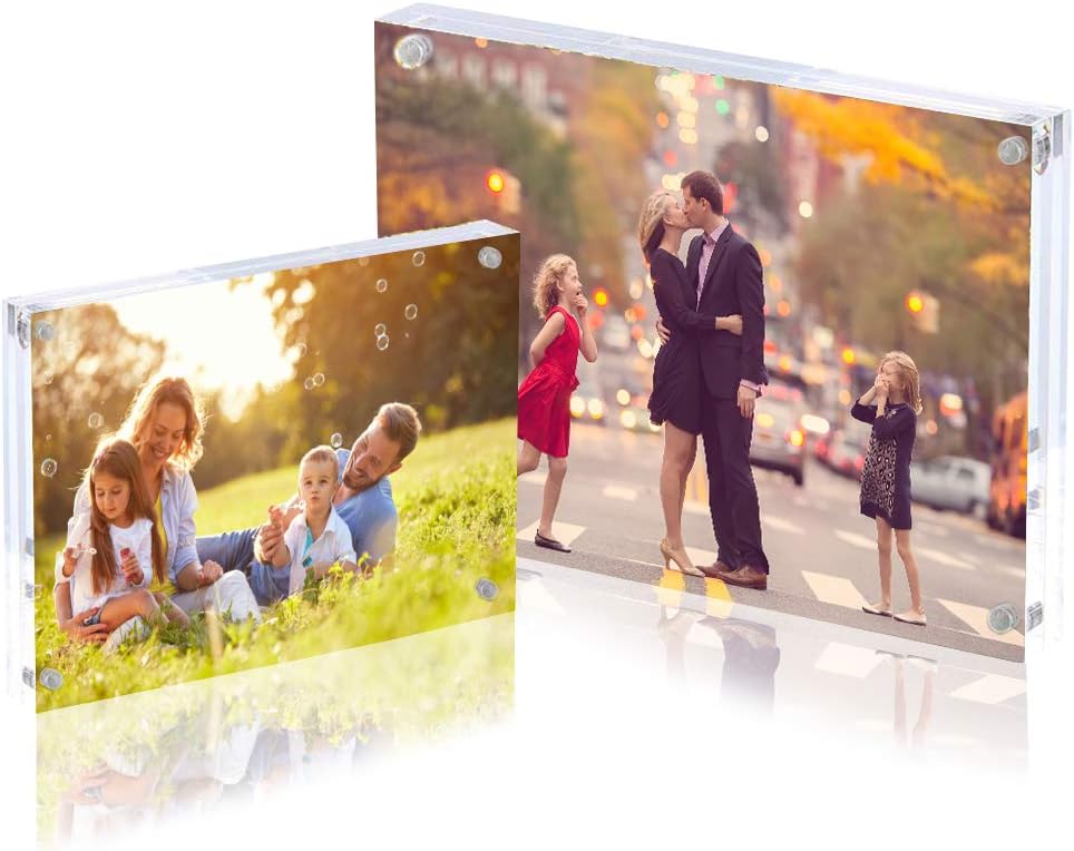 Premium Acrylic Picture Frame 4x6-3 Pack Gift Box Package, Clear Free Standing Desktop Double Sided Best Gift for Family, Perfect Decorate Birthday Wedding Party - Free Soft Microfiber