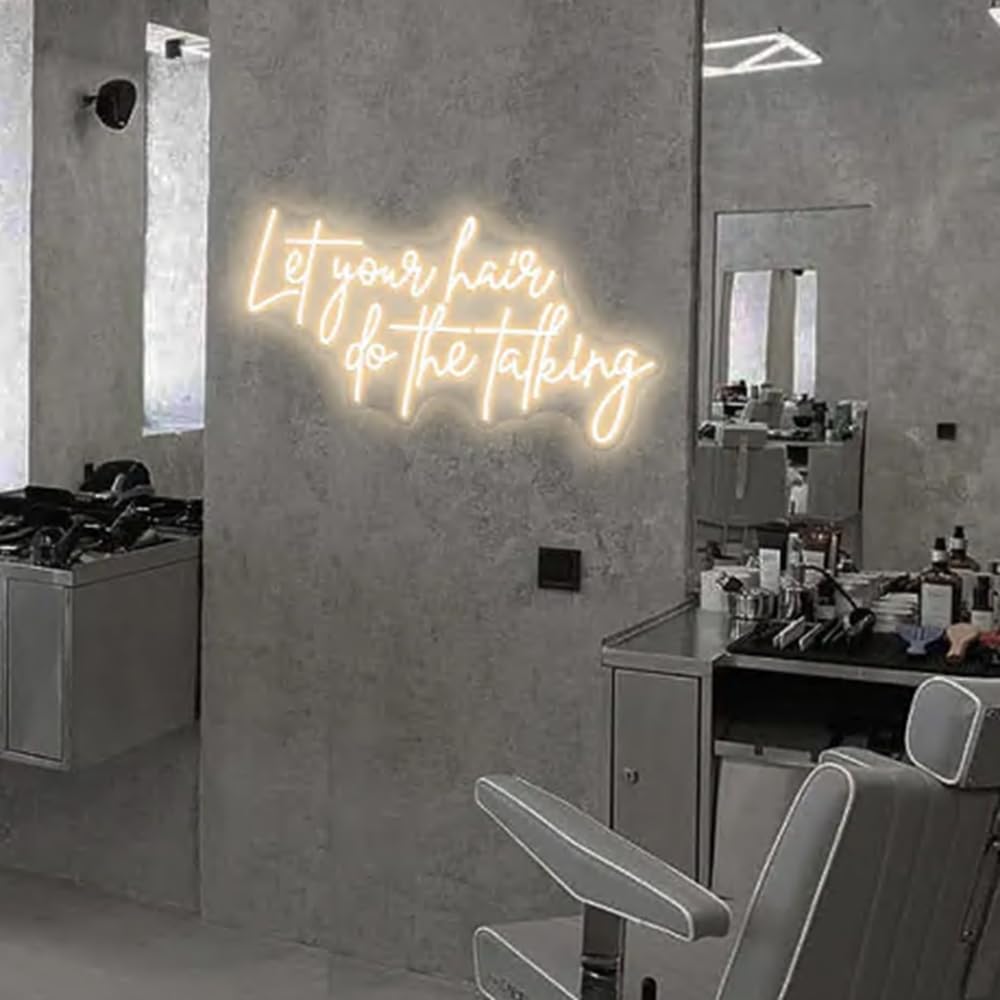 Let your hair do the Talking Neon Sign, Hair Salon Neon Beauty Room Decor, Beauty Salon Wall Sign Size:20 x 11inches