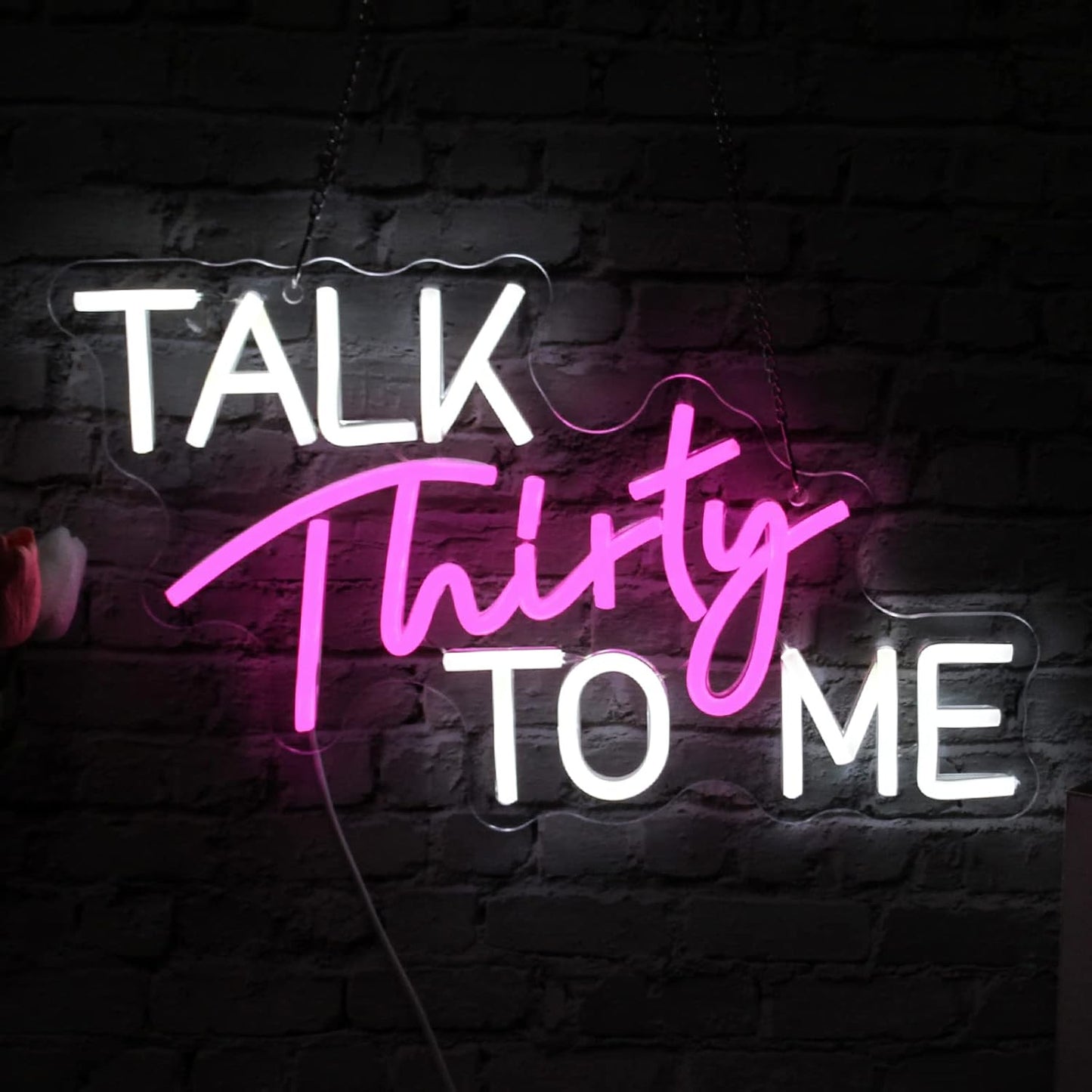 Talk Thirty To Me Neon Sign Dimmable 30th Birthday Neon Light Party Words Neon Signs For Wall Decor Led Pink White Light Signs For Bedroom Home Bar Birthday Gift For Girls USB Sign