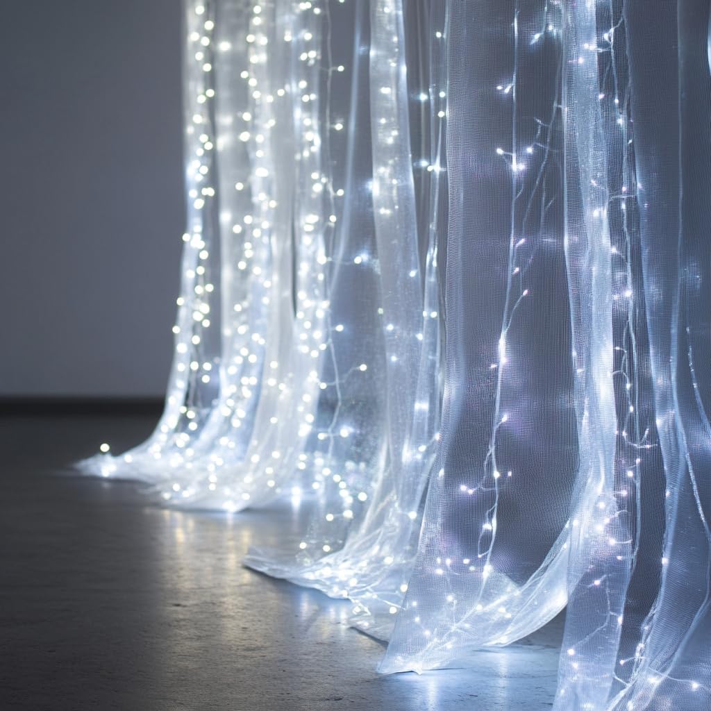 Fairy Curtain Lights, 300 LED Upgraded Tangle-Free Hanging Lights with Remote, USB Plug in String Lights for Bedroom Wall Window Wedding Party Xmas Home Décor - 9.8 x 9.8 Ft, Cool White