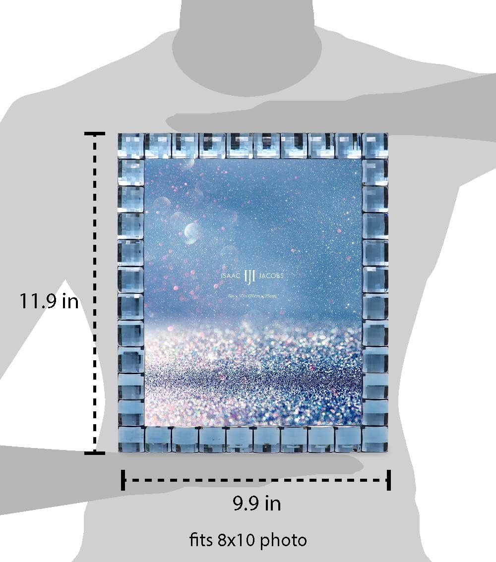 Isaac Jacobs Decorative Sparkling Navy Jewel Picture Frame, Photo Display & Home Décor (8x10, Navy)