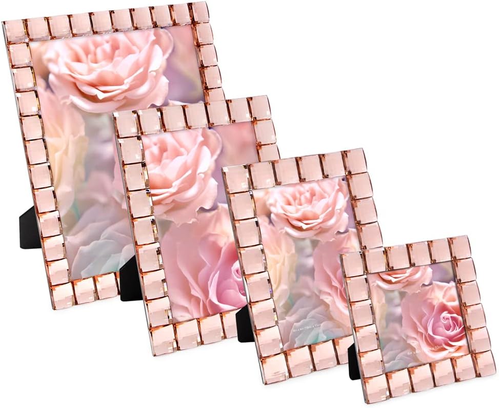 Isaac Jacobs Decorative Sparkling Jewel Picture Frame, Photo Display & Home Décor (5x7, Blush)