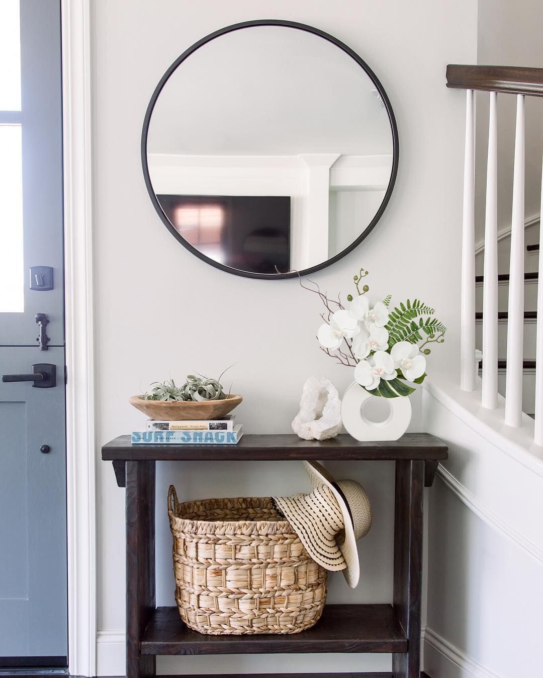 Briful Orchid Artificial Flowers 16.1'' White Orchid Silk Flowers with Ceramic Vase Faux Orchid Arrangement for Home Office Table Centerpiece Indoor Decoration