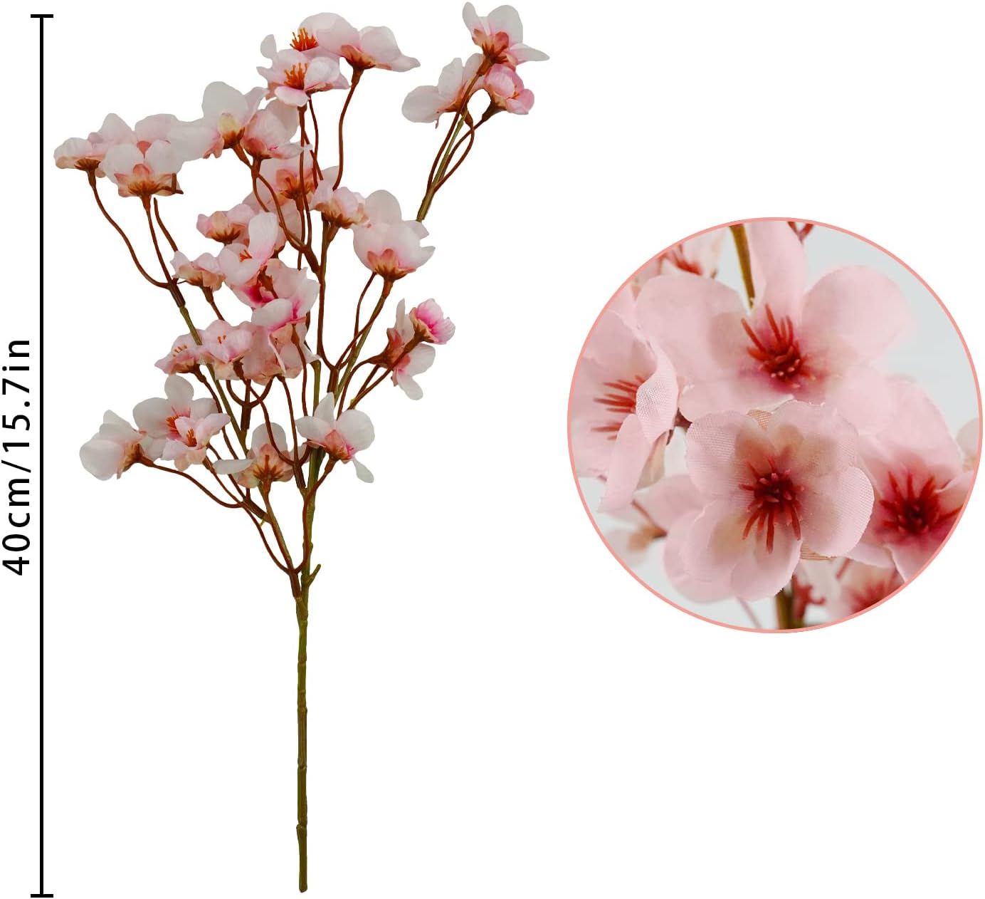 Uieke 8Pcs Artificial Cherry Blossom Flowers, Silk Cherry Blossom Branches, Fake Plum Blossom Flowers Arrangement for DIY Home Wedding Tree Party Decor Pink