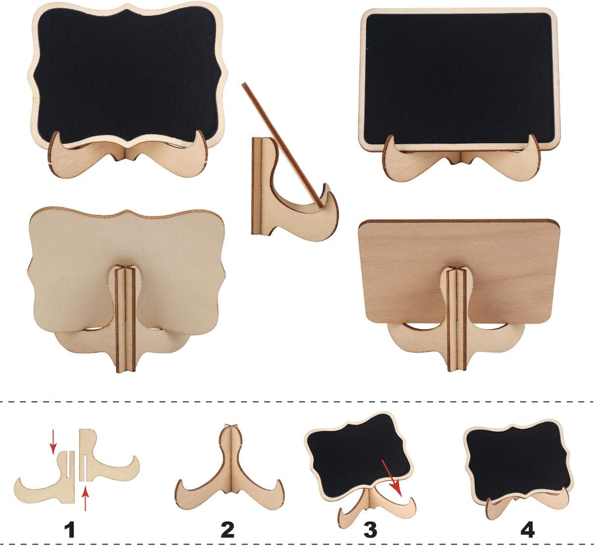 ONUPGO Mini Chalkboard Signs, 20 Pack Small Wooden Chalkboard Labels with Easels Stand, Place Cards, Food Signs, Blackboards for Table Numbers, Weddings Signs, Party Decoration