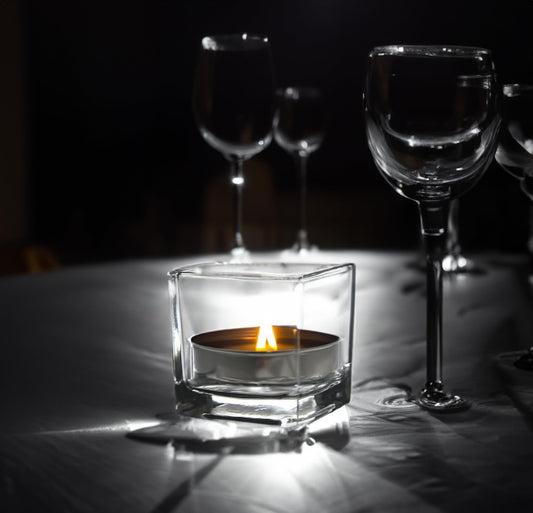 WGV 2 Inch Tea Light Votive Candle Holder, Clear, Square Cube 2”x2”, Small Tiny Bulk, Home Décor, Table Top, 24 Pcs